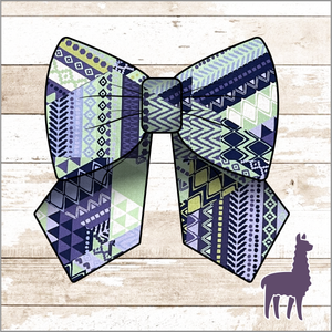 Monogram Mint & Blue Geo Bow