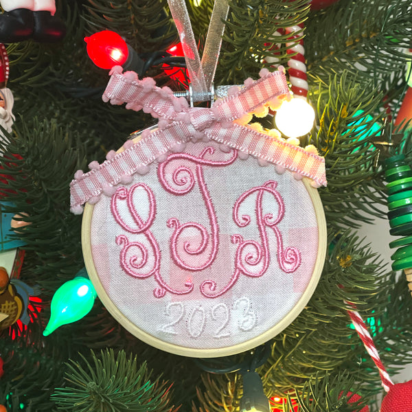 Custom Monogram & Year Ornament Hoop