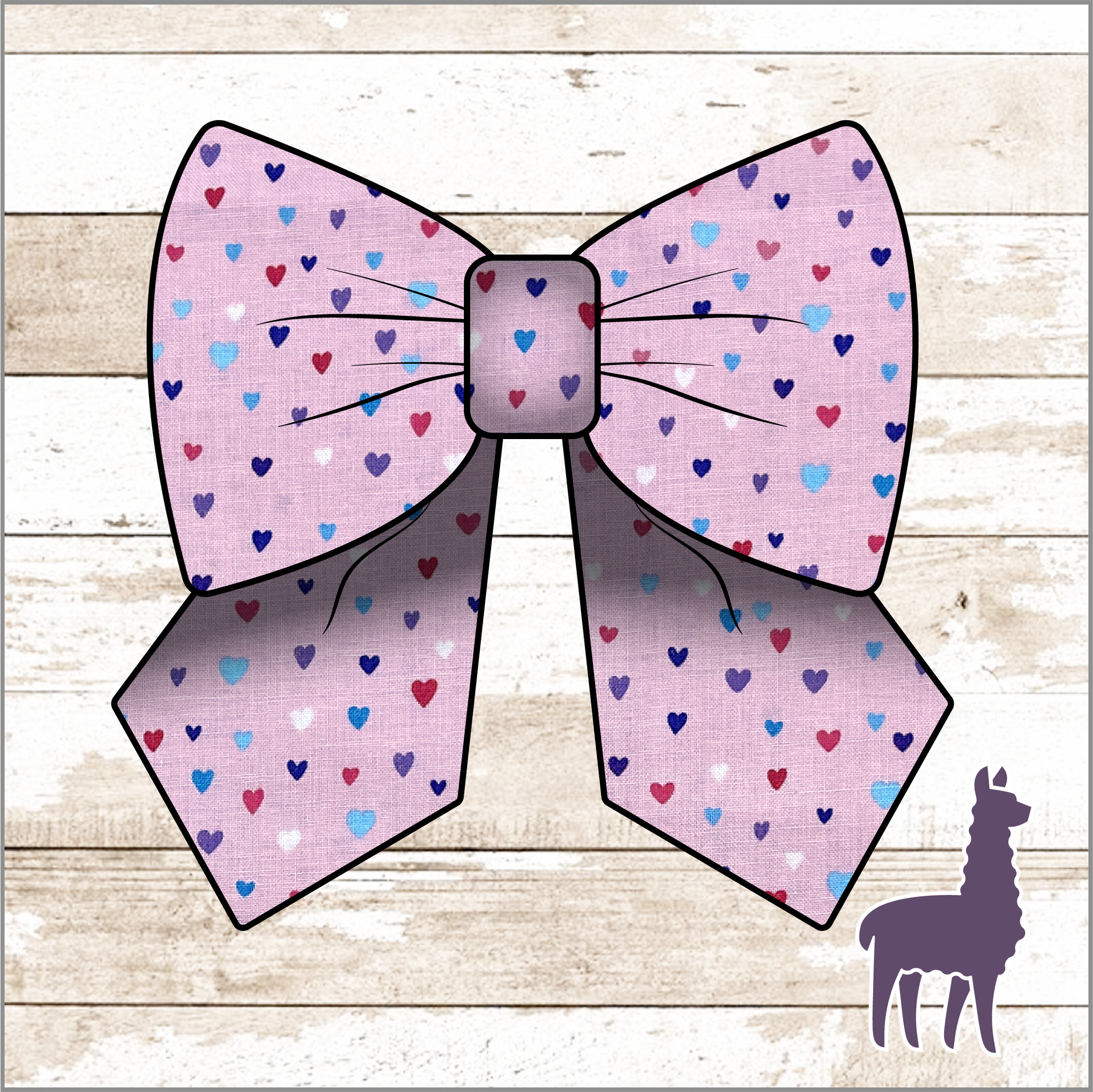 Monogram Multi-Colored Hearts Bow