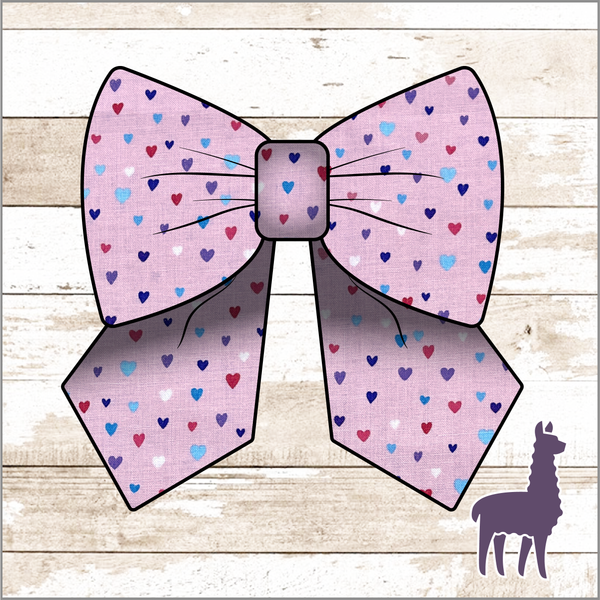 Monogram Multi-Colored Hearts Bow