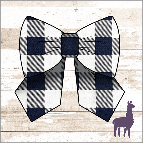 Monogram Navy Buffalo Plaid Bow