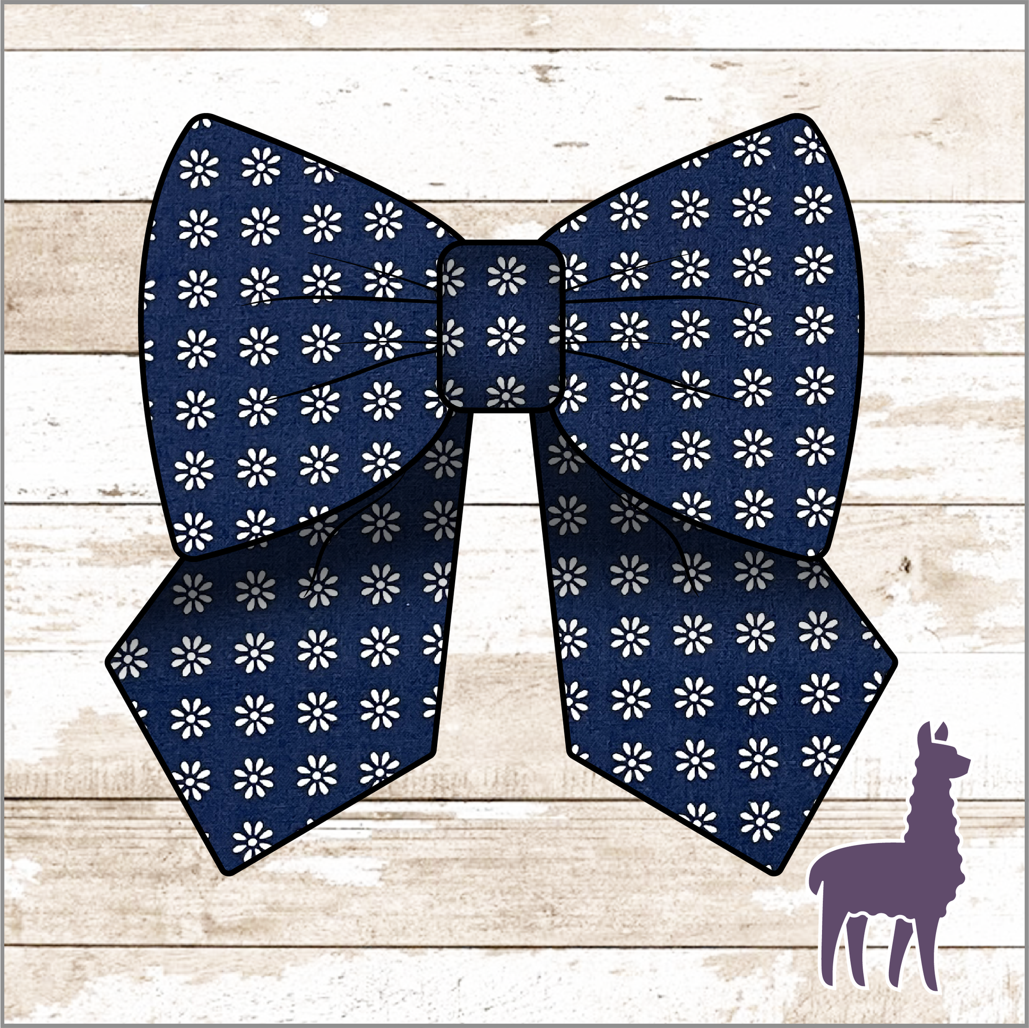 Monogram Navy Mini Flowers Bow