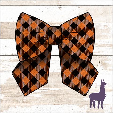 Monogram Orange & Black Buffalo Plaid Bow