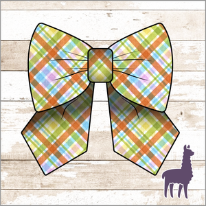 Monogram Bright Easter Plaid Bow