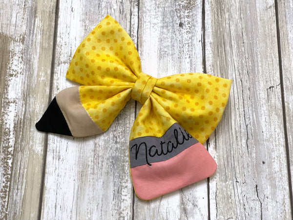 Personalized Pencil Bow