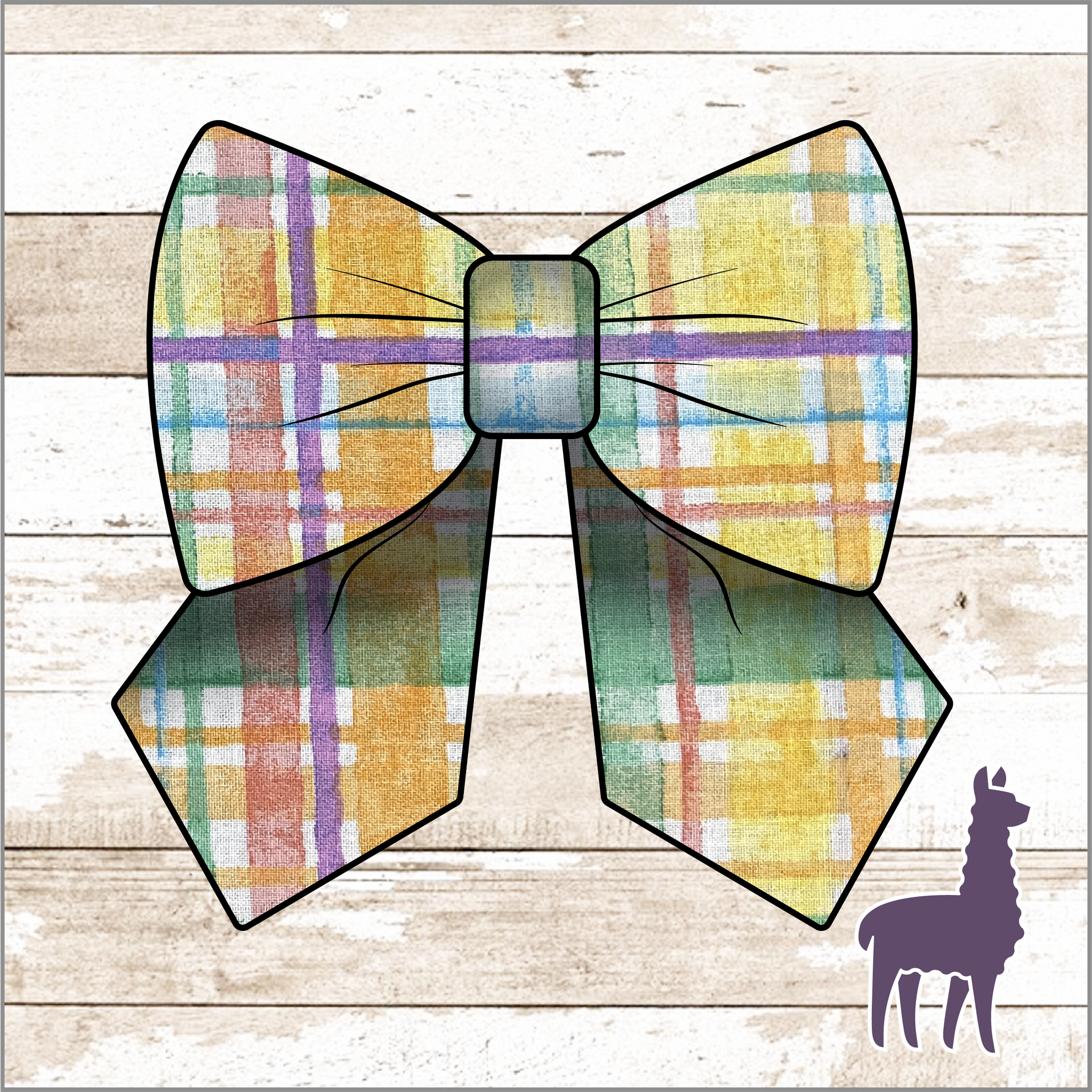 Monogram Pastel Rainbow Plaid Bow