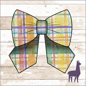 Monogram Pastel Rainbow Plaid Bow