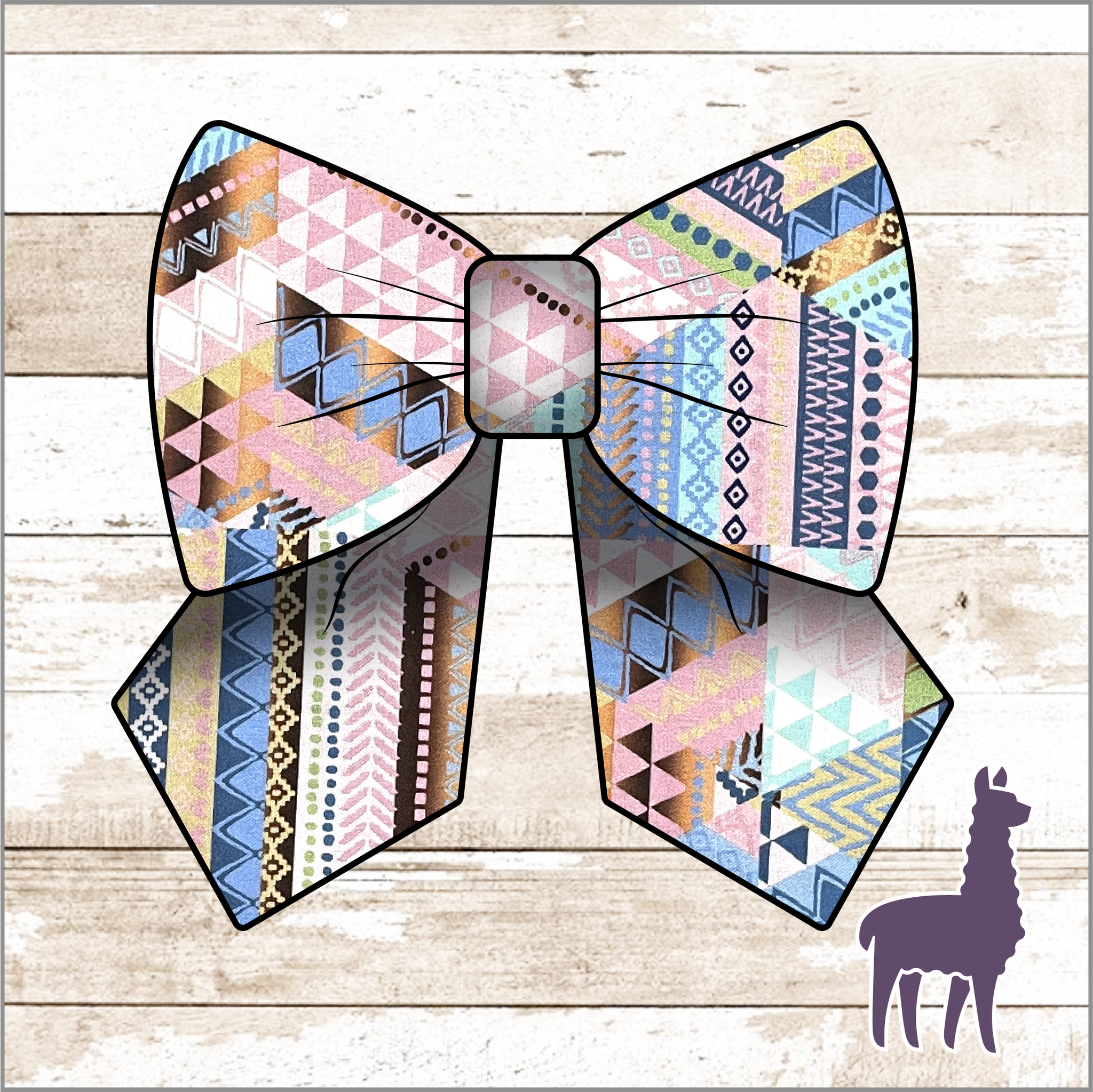 Monogram Pink & Blue Geo Bow