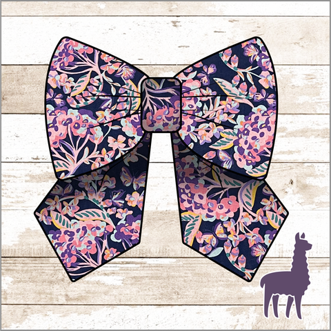 Monogram Exotic Navy Floral Bow