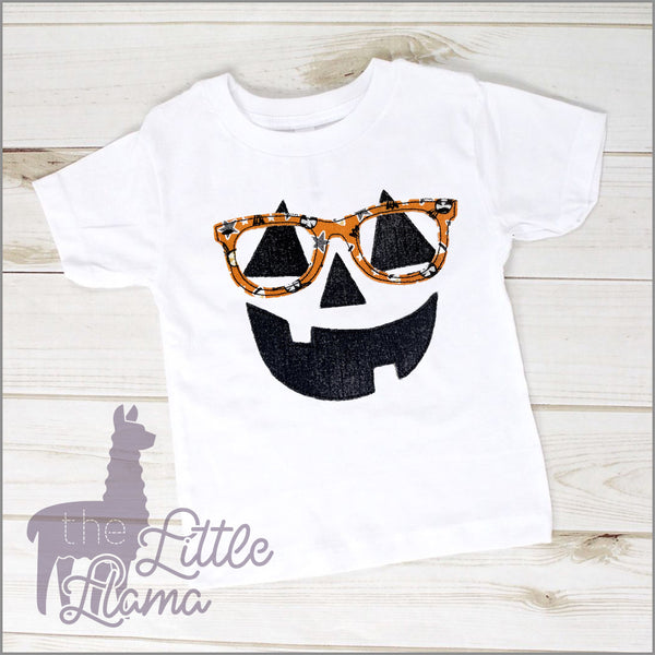 Halloween Jack-o-lantern with Glasses Appliqué  | BOY & GIRL