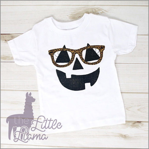 Halloween Jack-o-lantern with Glasses Appliqué  | BOY & GIRL