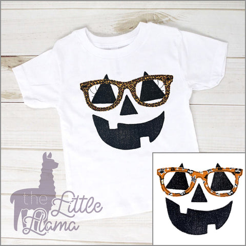 Halloween Jack-o-lantern with Glasses Appliqué  | BOY & GIRL