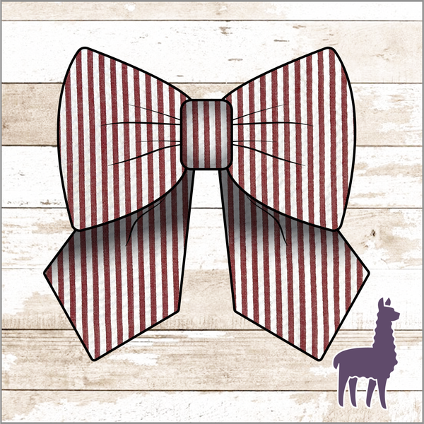 Monogram Red Striped Seersucker Bow