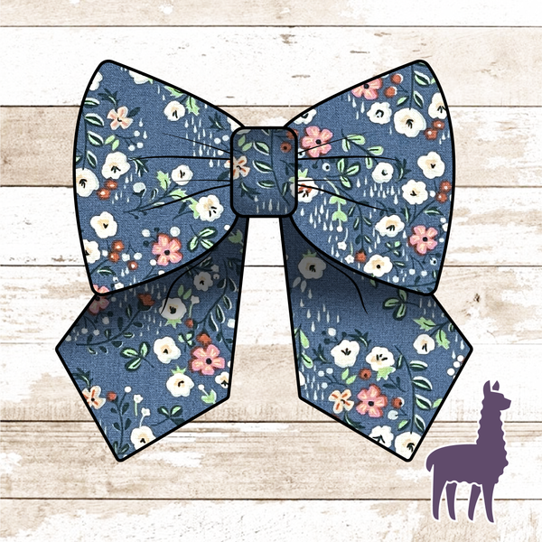 Monogram Riley Blue Floral Bow