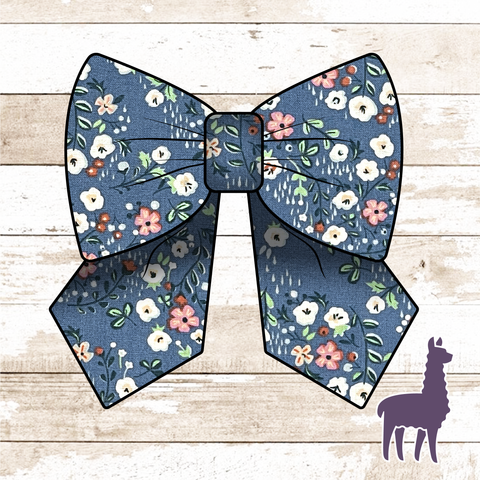 Monogram Riley Blue Floral Bow