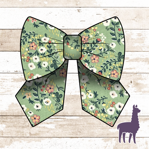 Monogram Riley Green Floral Bow