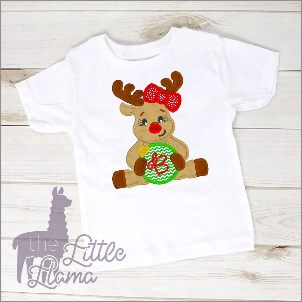 Rudolf with Ornament Monogram Appliqué  | GIRL