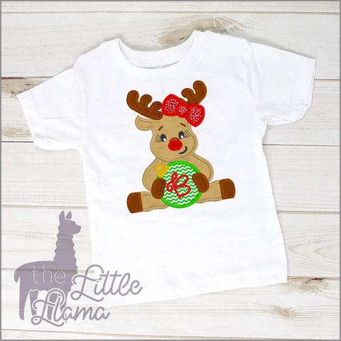 Rudolf with Ornament Monogram Appliqué  | GIRL