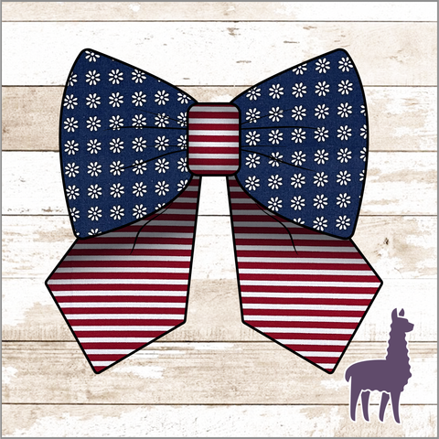 Monogram American Flag with Flowers Bow