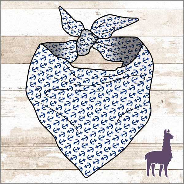 White with Blue Anchors Bandana