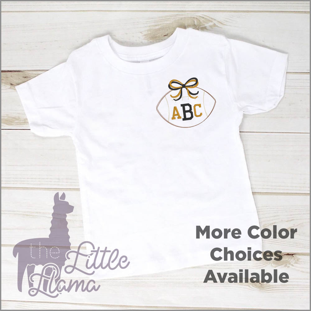 Football Outline with Bow Monogram  | SMALL