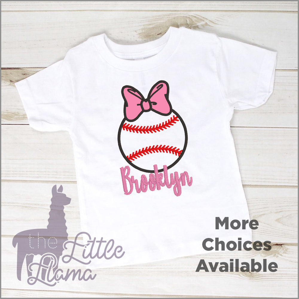 Baseball/Softball with Mouse Bow Appliqué