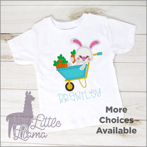 Bunny in a Wheelbarrow with Carrots Appliqué