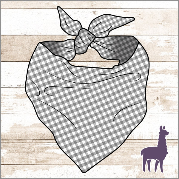 Grey Gingham Bandana