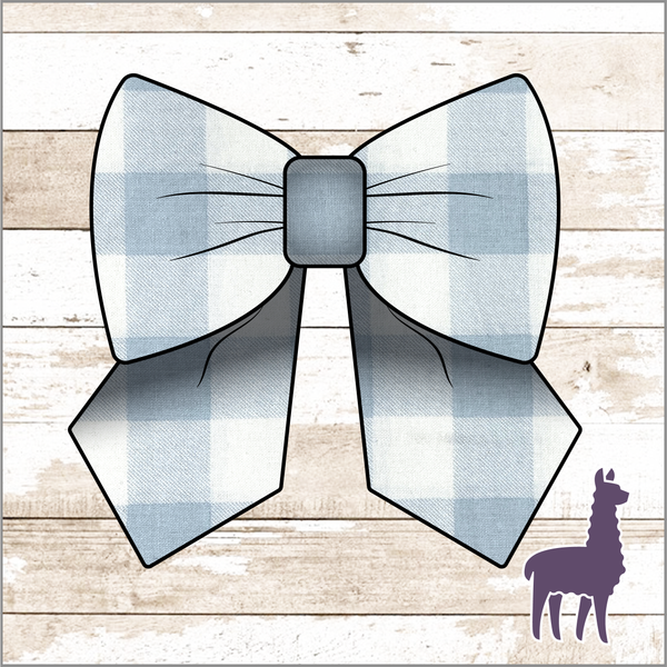 Monogram Light Blue Buffalo Plaid Bow