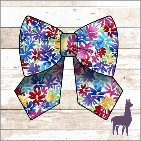 Monogram Rainbow Flowers Bow