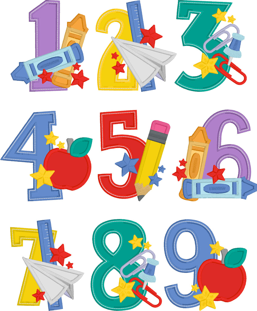 Schoools First Number School Numbers Appliqué – The Little Llama co