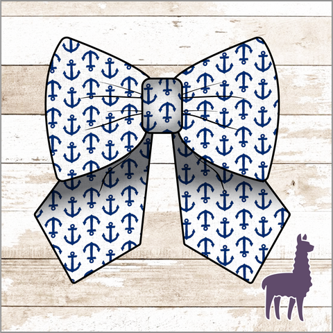 Monogram White with Blue Anchors Bow